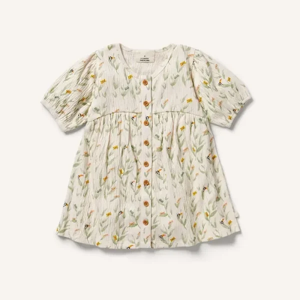 Crinkle Button Dress