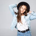 Camisa vaquera extragrande con bolsillos delanteros grandes para mujer en azul oscuro, ropa hecha a mano para mujer, camisa de alta costura
